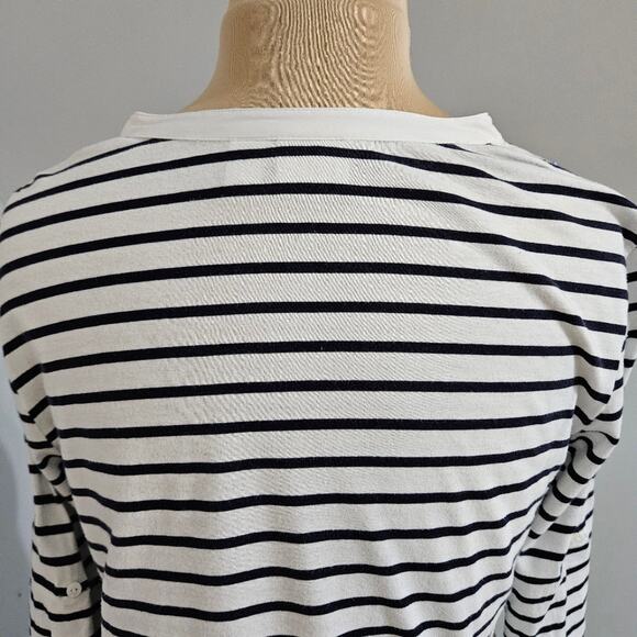 Chico's Sequin White Blue Striped Henley Pullover Top Medium Chico's 1 - Picture 8 of 11